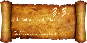 Zámbori Zéta névjegykártya